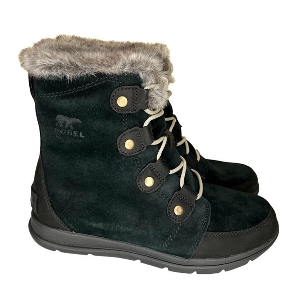 SOREL Explorer Joan Black/Dark Stone Winter Boots Women’s Size 10 - Picture 1 of 10